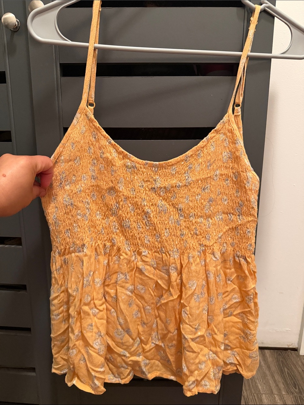 La Hearts Yellow Smocked Floral Cami
